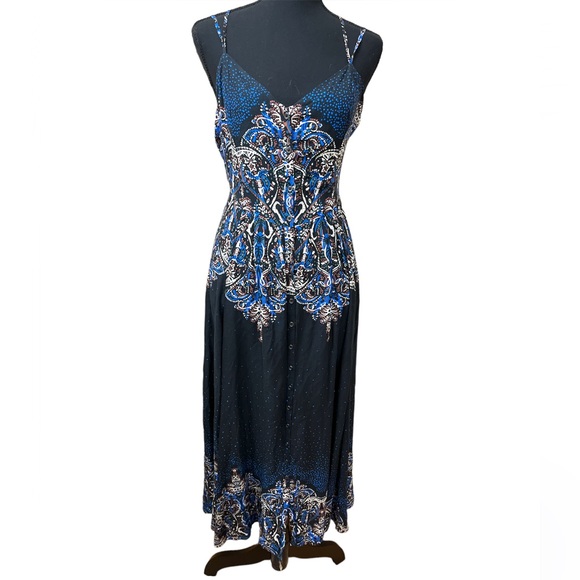 Free People Black and Blue Midi Dress - Picture 3 of 7